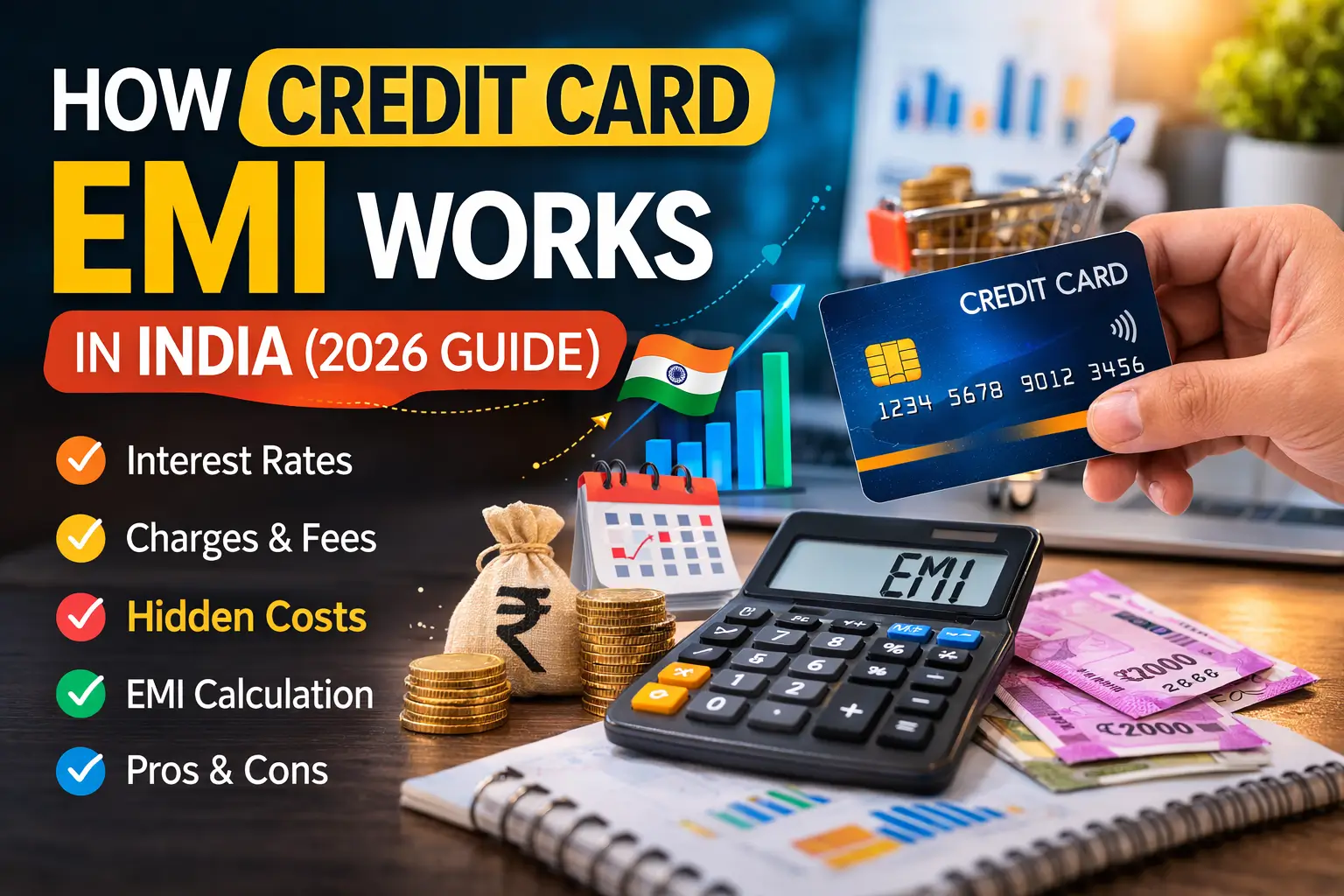 How Credit Card EMI Works in India how credit card emi works in india interest rates charges example illustration