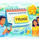 how to invest 10000 per month in India beginner monthly investment strategy using SIP mutual funds stocks and gold
